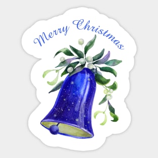 Beautiful Christmas Bell and Mistletoe Sticker